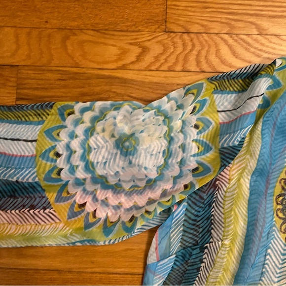 Boho Printed chiffon Cover Up Fashion Fuse L/XL NWT turquoise blueTunic top - Picture 5 of 7